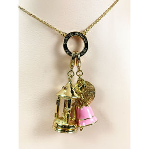 Disney Couture Tinker Bell Lantern Believe Charm Gold Tone Necklace